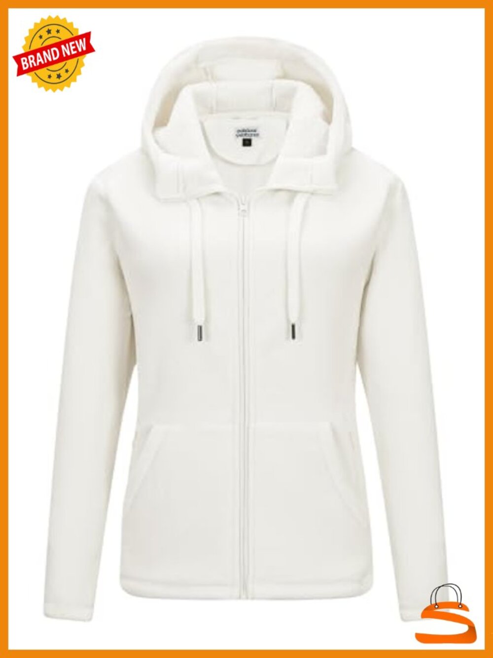 Women's Hooded Polar Fleece Jacket Full Zip 6 Pockets
